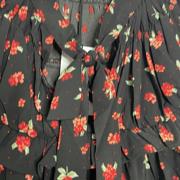 WeWoreWhat High Low Polka Dot Black Floral Long Sleeve Dress Size Medium New - Picture 5 of 11